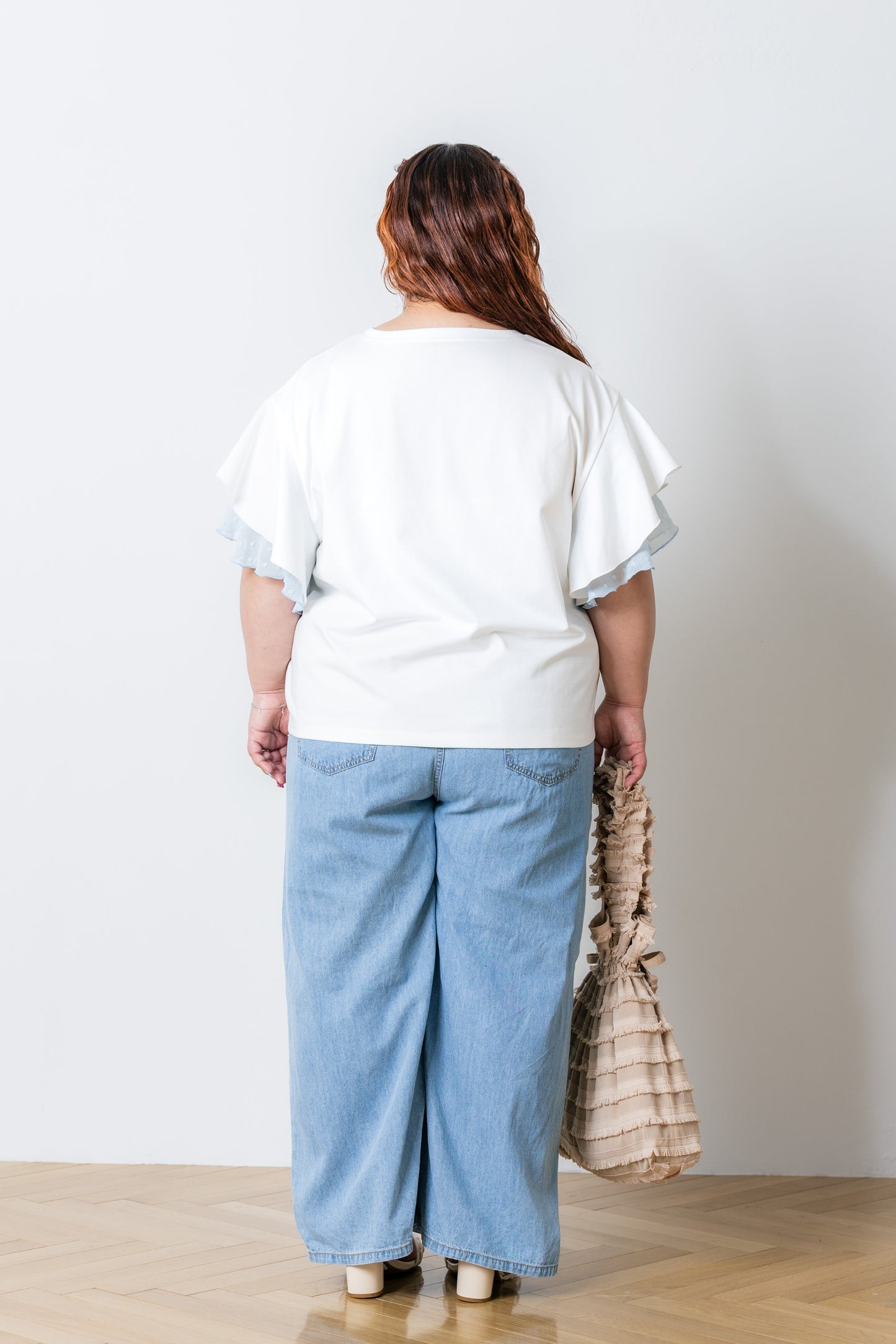 ラッフルスリーブTシャツ-接触冷感 UVカット 抗菌作用