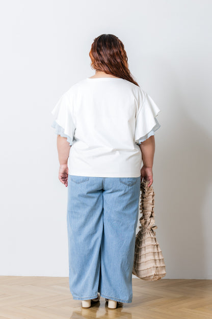 ラッフルスリーブTシャツ-接触冷感 UVカット 抗菌作用