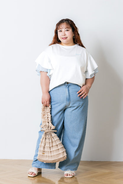 ラッフルスリーブTシャツ-接触冷感 UVカット 抗菌作用