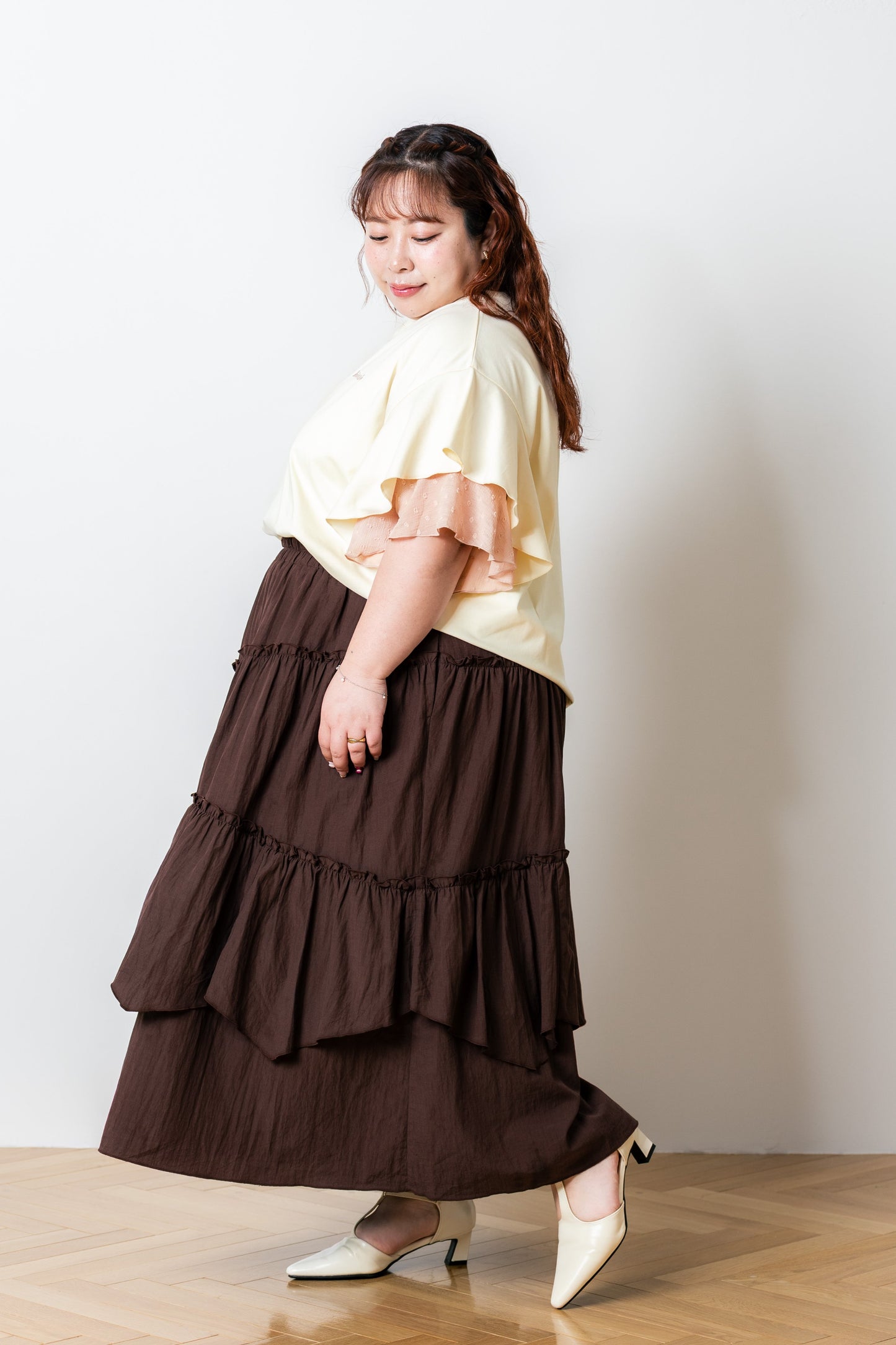 ラッフルスリーブTシャツ-接触冷感 UVカット 抗菌作用-