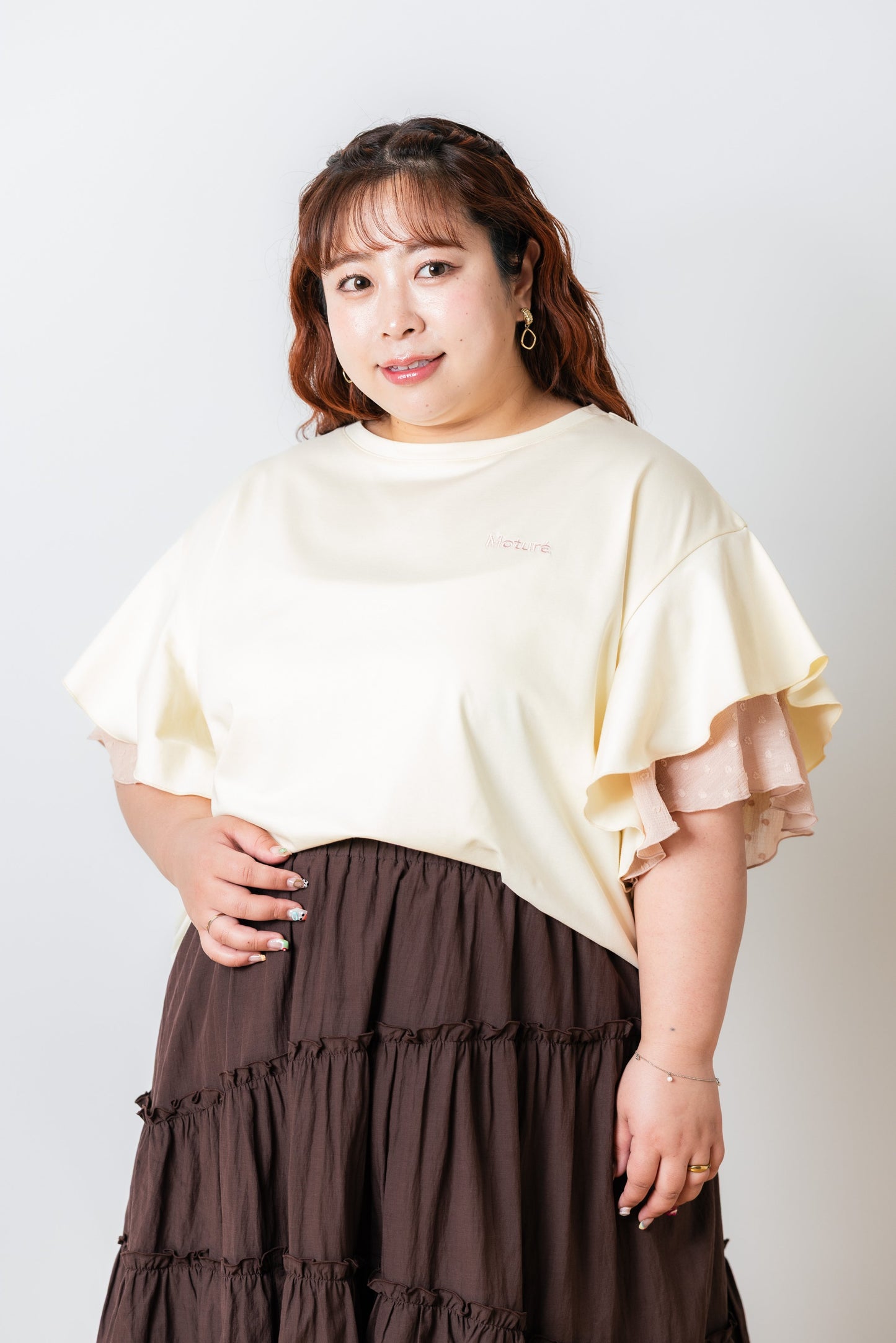 ラッフルスリーブTシャツ-接触冷感 UVカット 抗菌作用-