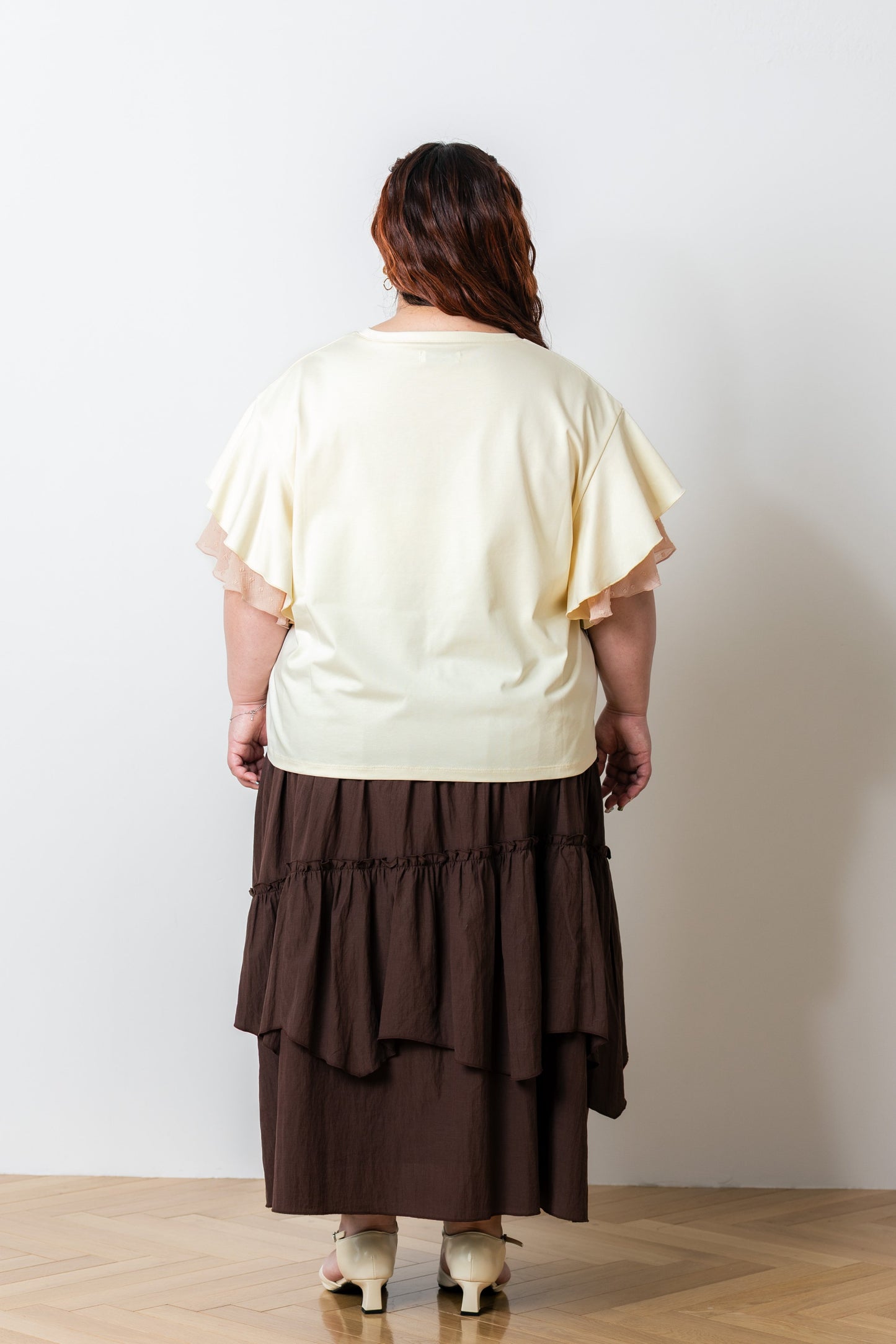 ラッフルスリーブTシャツ-接触冷感 UVカット 抗菌作用-