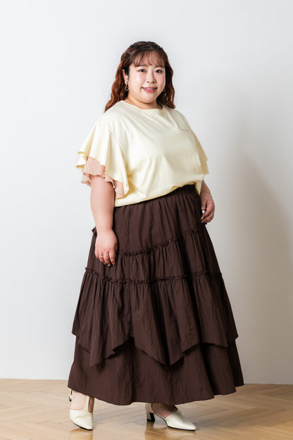 ラッフルスリーブTシャツ-接触冷感 UVカット 抗菌作用-