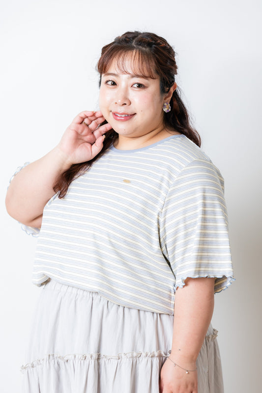 ボーダーリブメロウTシャツ