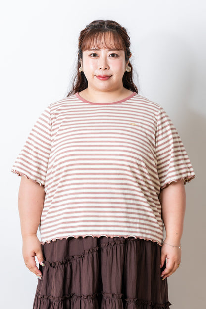 ボーダーリブメロウTシャツ