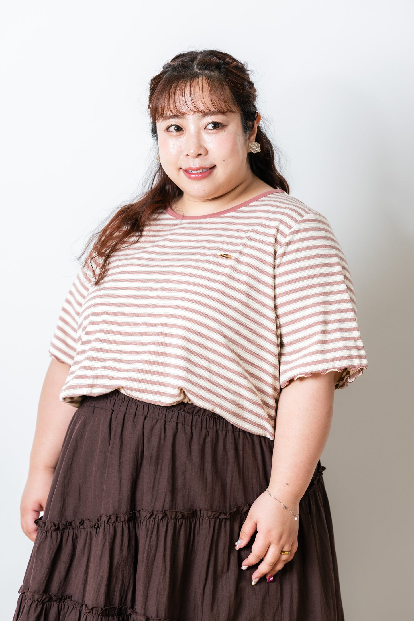 ボーダーリブメロウTシャツ