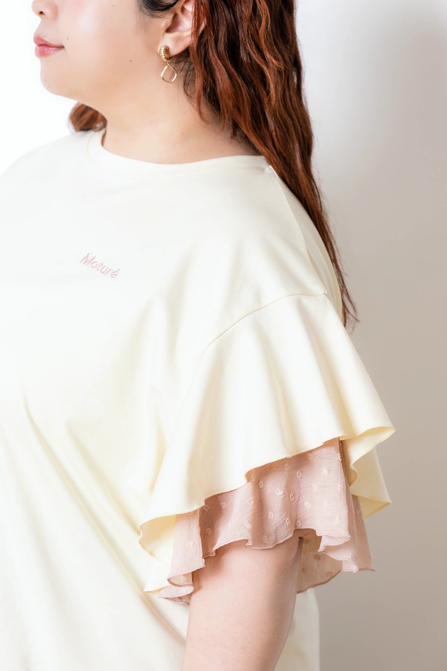 ラッフルスリーブTシャツ-接触冷感 UVカット 抗菌作用