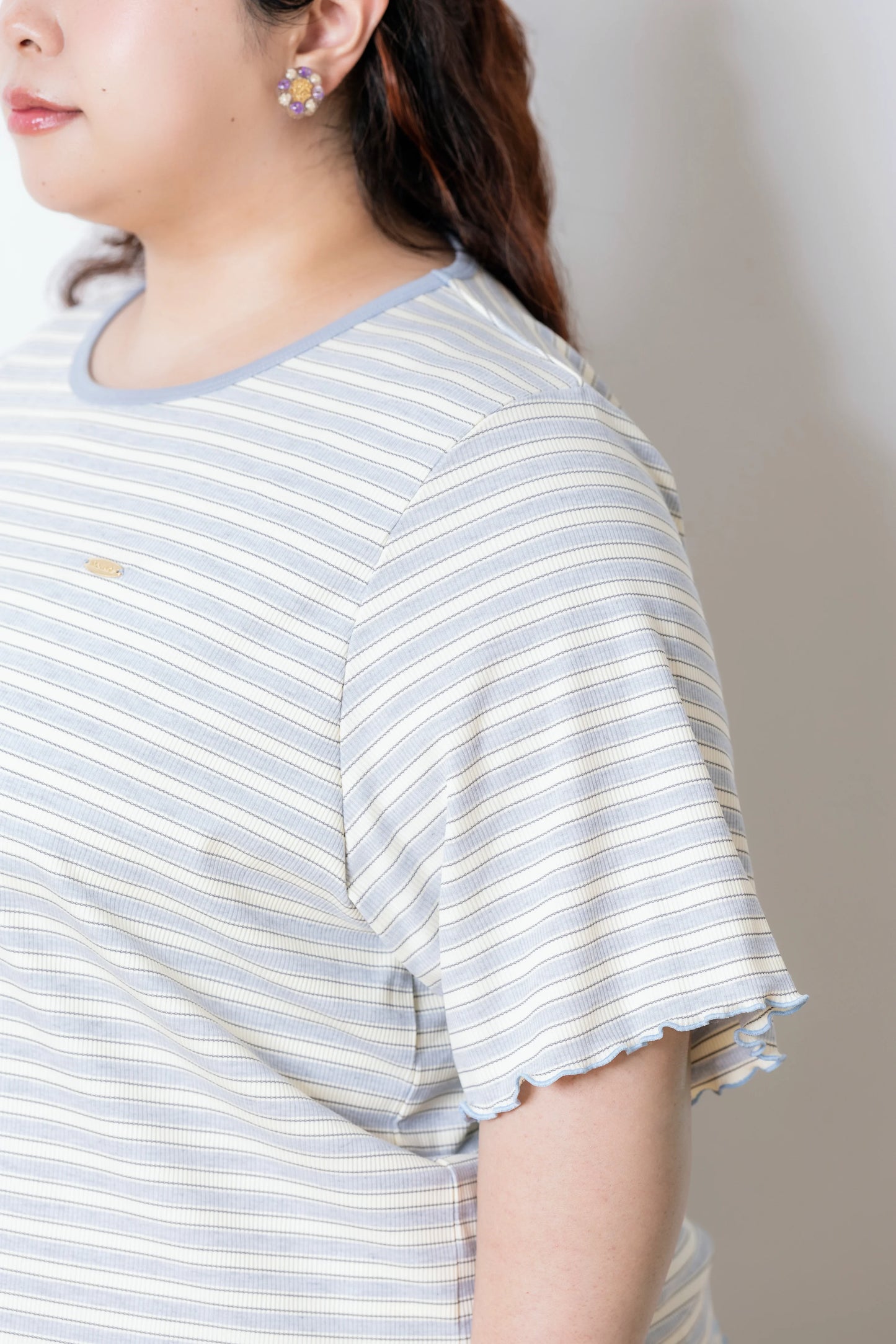 ボーダーリブメロウTシャツ