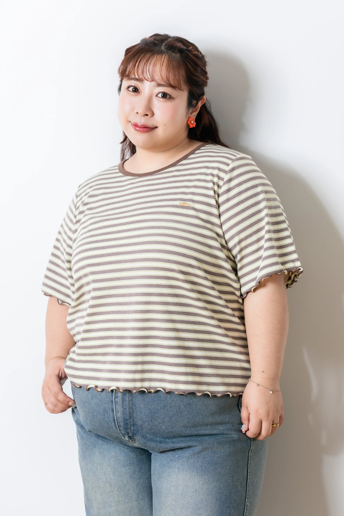 ボーダーリブメロウTシャツ