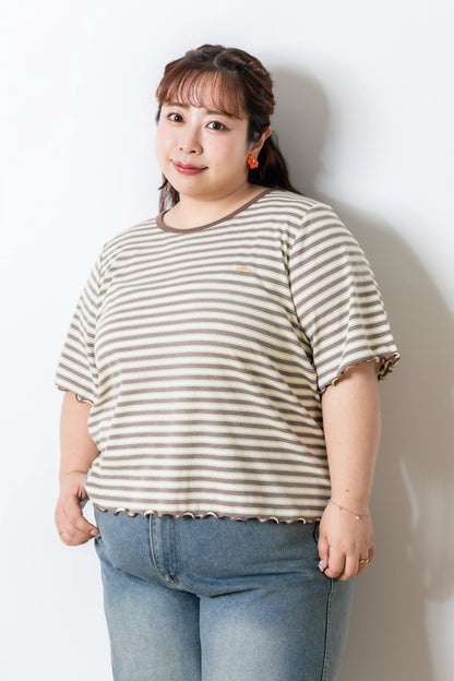 ボーダーリブメロウTシャツ