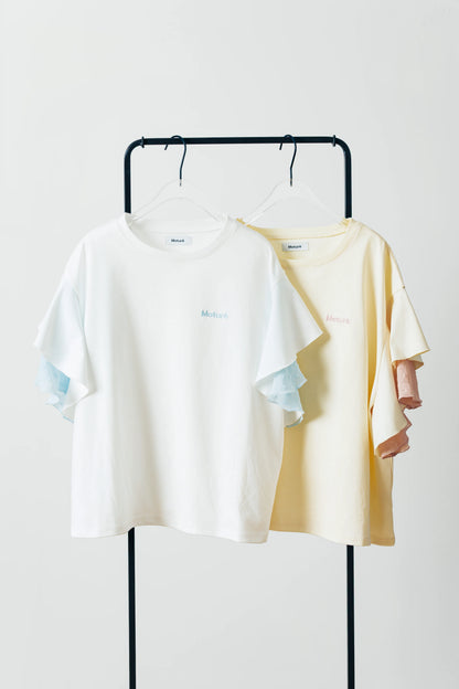 ラッフルスリーブTシャツ-接触冷感 UVカット 抗菌作用