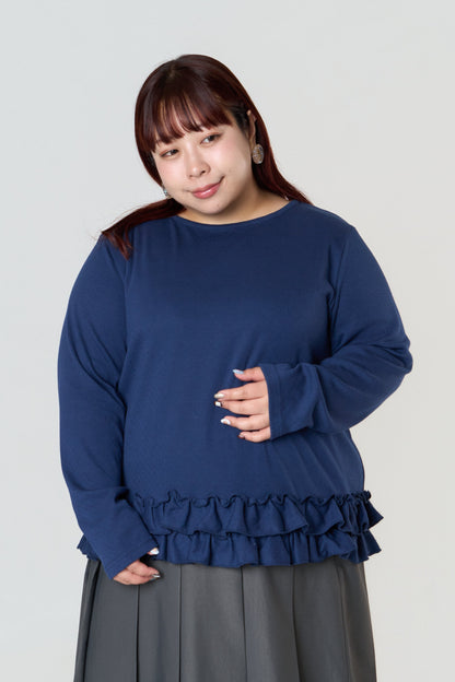 パターンメッシュフリルプルオーバー