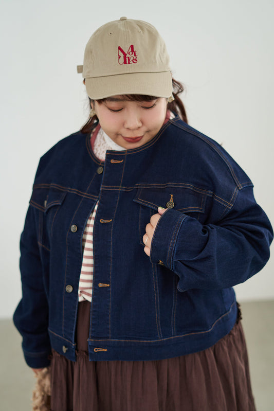 バックレースストレッチデニムジャケット