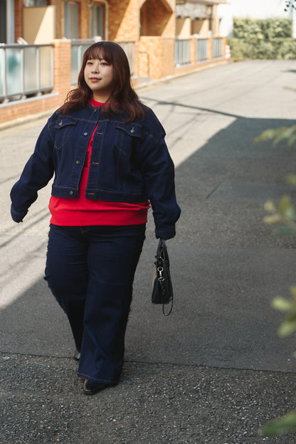 サイドレースストレッチデニムパンツ