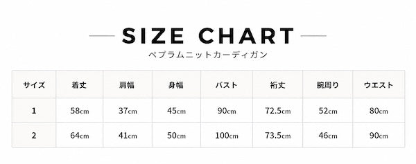 ペプラムニットカーディガン