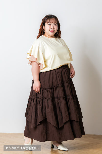 ラッフルスリーブTシャツ-接触冷感 UVカット 抗菌作用-