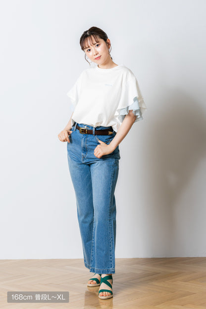 ラッフルスリーブTシャツ-接触冷感 UVカット 抗菌作用-